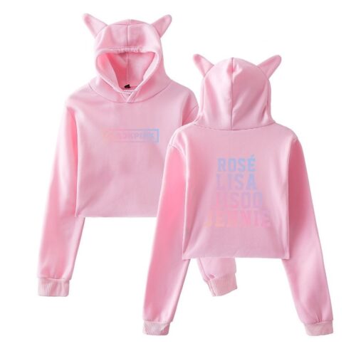 Blackpink Cropped Hoodie – Pink- mod1